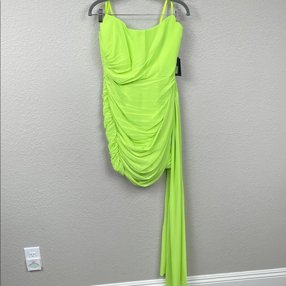 NWT Ieena for Mac Duggal 56005 Draped Skirt Strapless Corset Dress Lime Sz 8 - Picture 4 of 15